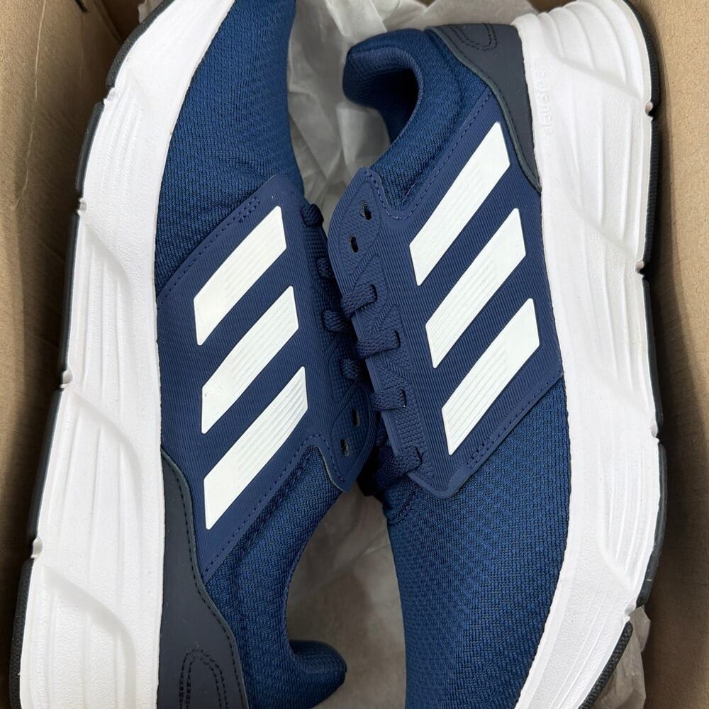 Adidas Men's Tech Indigo Cloud White Legend Ink Galaxy 6 Running Shoes Size 9 - Picture 4 of 14
